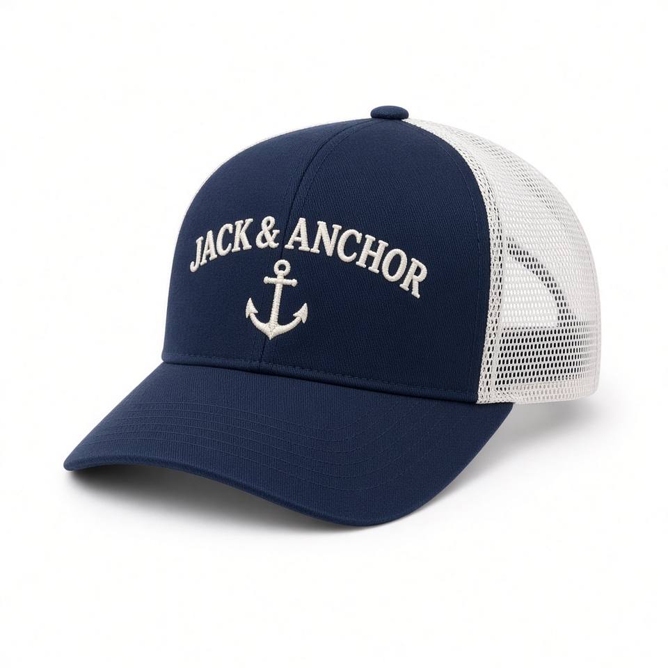 Anchor Trucker Cap – Navy & White