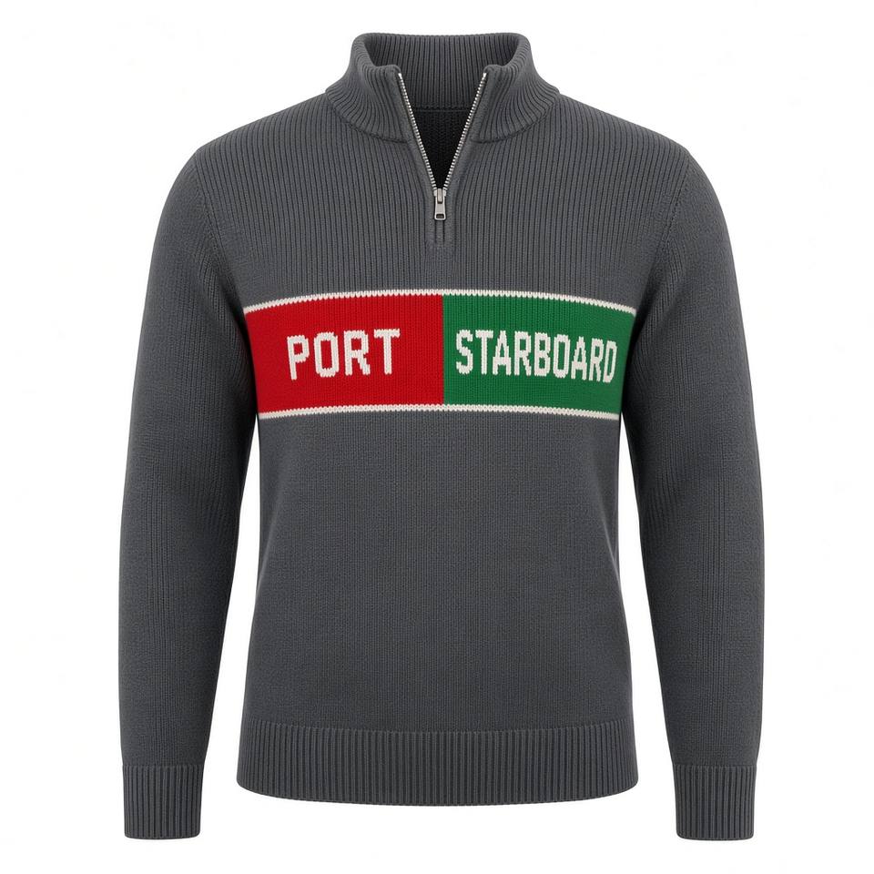 Port & Starboard Knitted Quarter-Zip – Charcoal