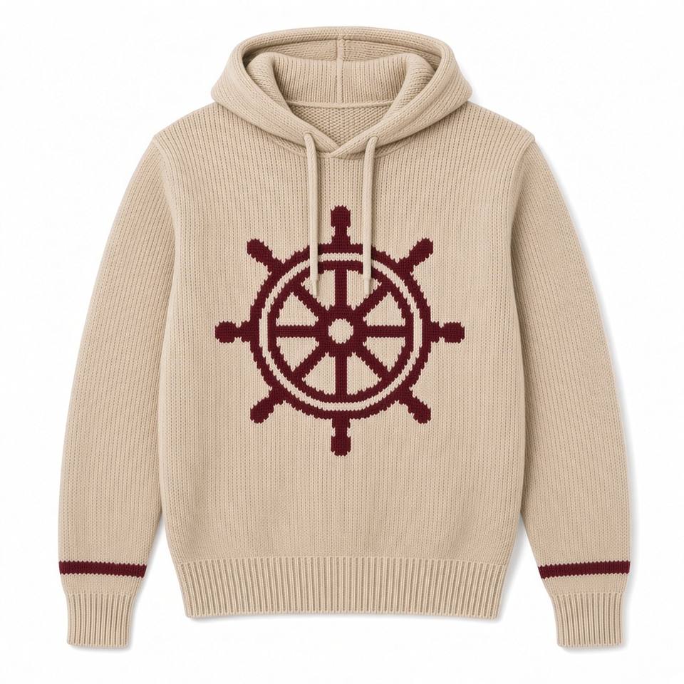Ship's Wheel Knitted Hoodie – Oatmeal
