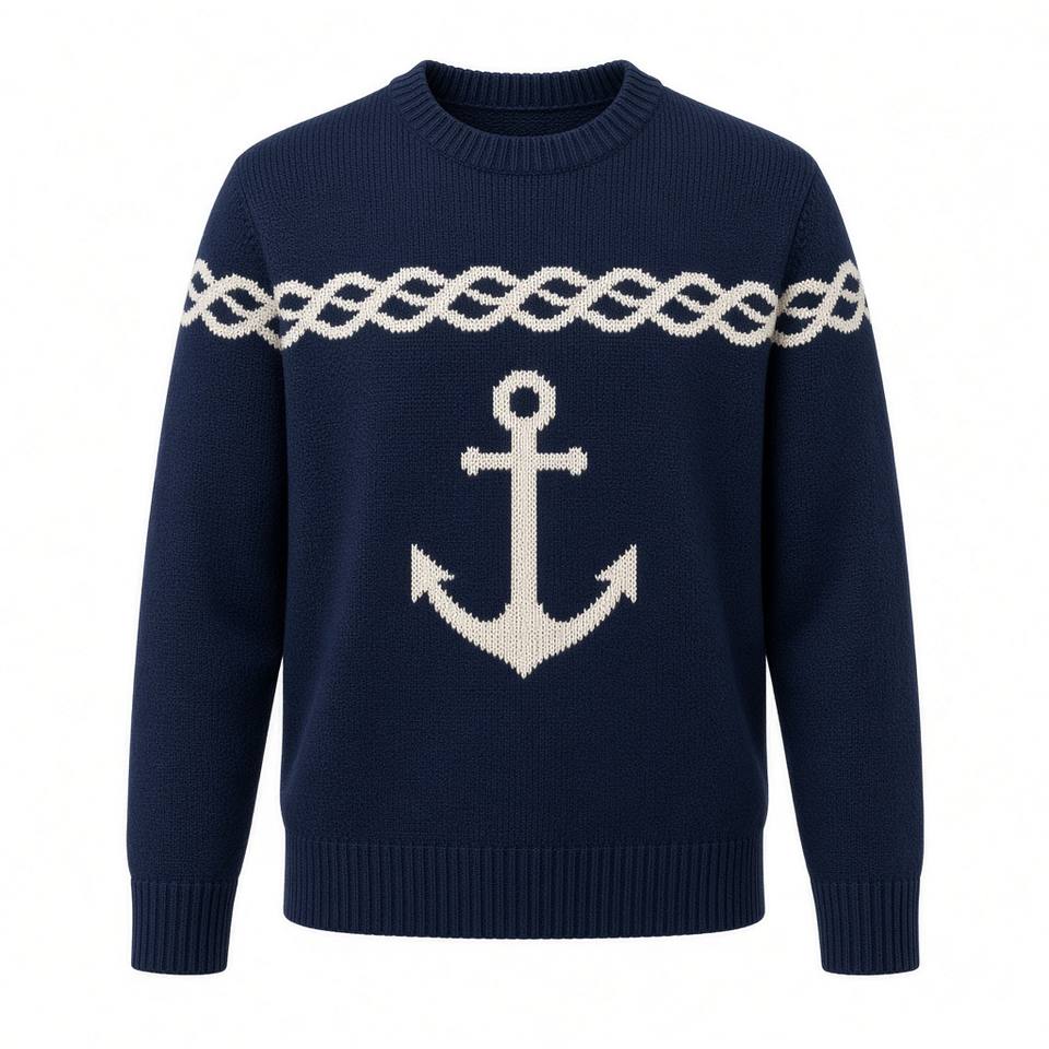 Anchor Gansey Knit Crew – Navy