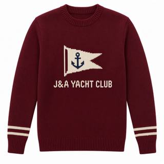 Yacht Club Burgee Knit Crew – Burgundy, image 1