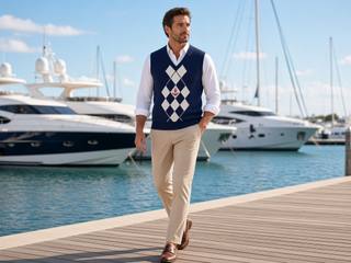 Anchor Argyle Knitted Vest – Navy, image 2
