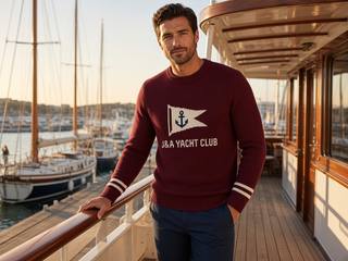 Yacht Club Burgee Knit Crew – Burgundy, image 2