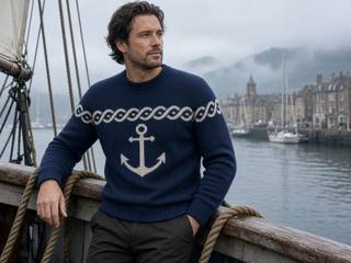 Anchor Gansey Knit Crew – Navy, image 2
