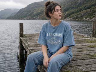 Lee Shore T-Shirt – Light Washed Denim, image 2