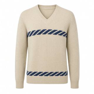 Rope Jacquard V-Neck Jumper, image 1