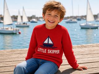 Little Skipper Kids' Knitted Jumper – Red, image 2