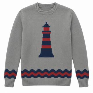 Lighthouse Jacquard Crew Jumper, image 1