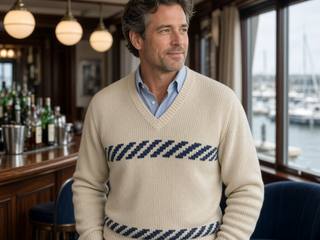 Rope Jacquard V-Neck Jumper, image 2