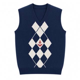 Anchor Argyle Knitted Vest – Navy, image 1
