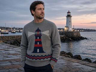 Lighthouse Jacquard Crew Jumper, image 2