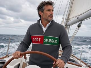 Port & Starboard Knitted Quarter-Zip – Charcoal, image 2