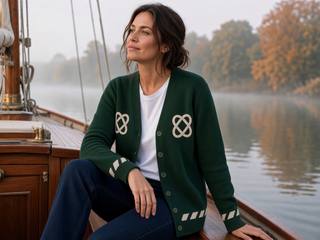 Reef Knot Knitted Cardigan – Forest Green, image 2
